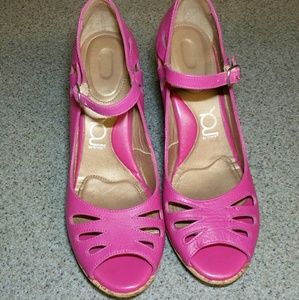 Pink Croc Wedges